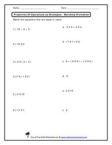 Properties of operations as Strategies Worksheet for 4th - 7th Grade ...