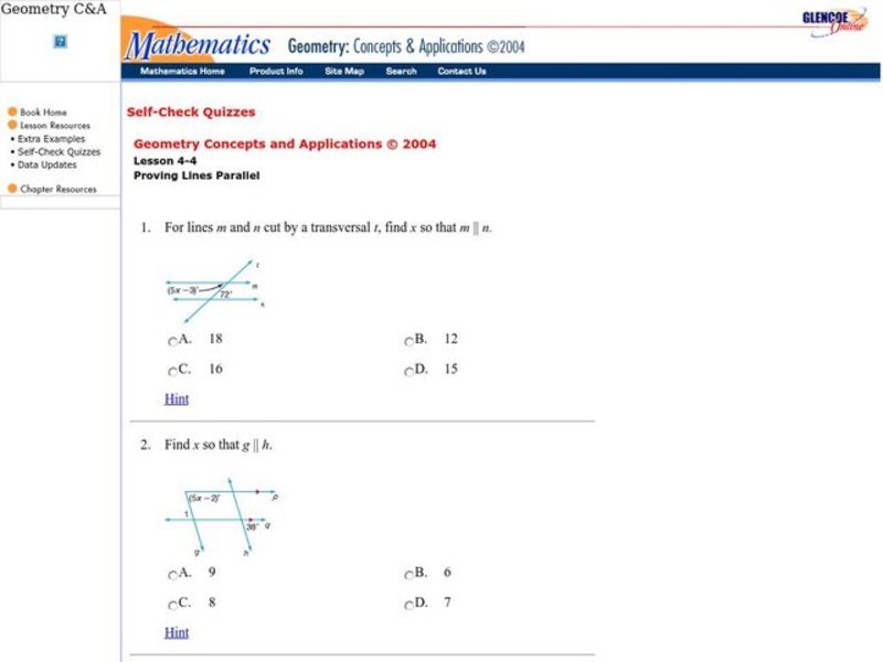Proving Lines Parallel 8th 10th Grade Interactive Lesson Planet