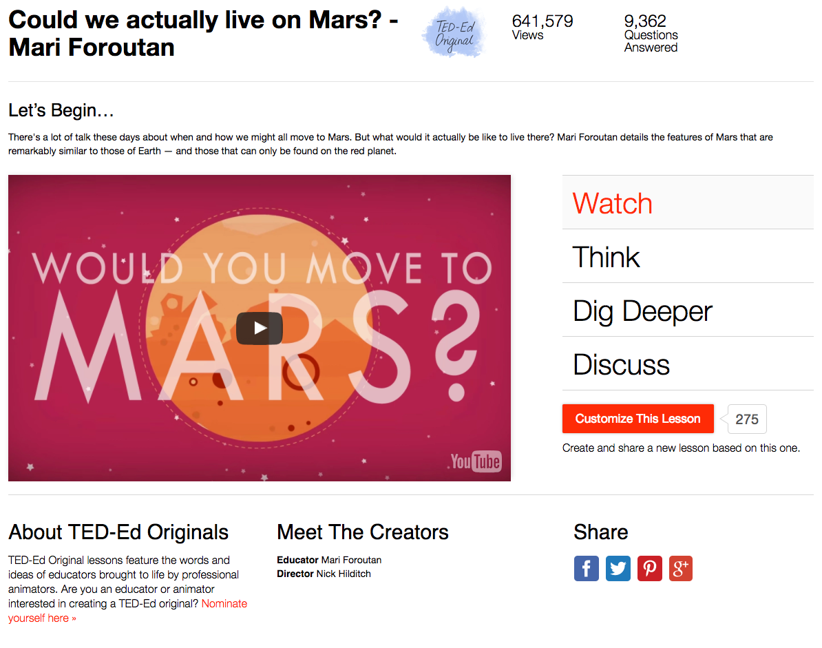 Could We Actually Live on Mars? Instructional Video for 7th 12th