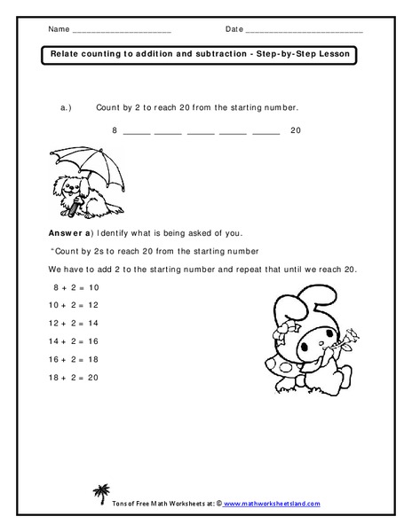 relate counting to addition and subtraction worksheet for kindergarten
