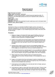 reporting verbs lesson plans worksheets reviewed by teachers