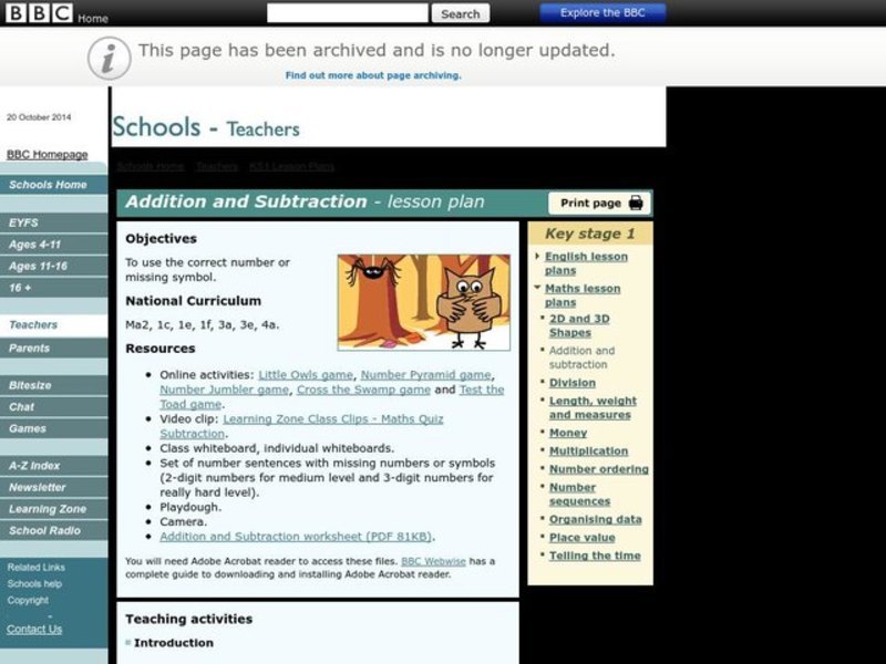 addition and subtraction lesson plan for 3rd 4th grade lesson planet