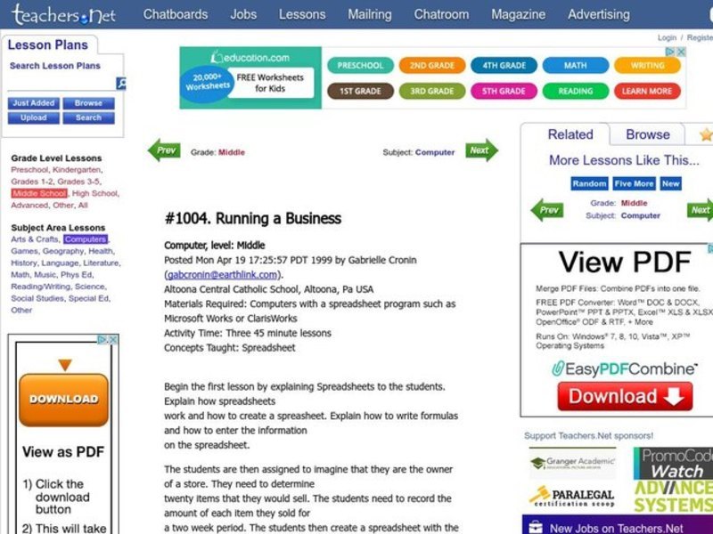Running A Business Lesson Plan For 6th 8th Grade Lesson Planet