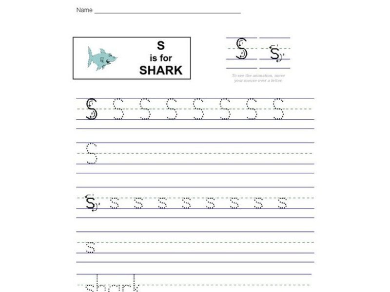 s is for shark worksheet for kindergarten lesson planet
