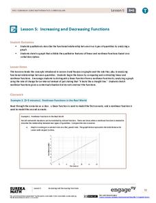Increasing and Decreasing Functions 2 Lesson Plan