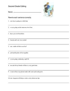 second grade editing worksheet for 2nd 3rd grade lesson planet