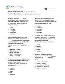 Sentence Completion 18 Worksheet For 7th 10th Grade Lesson Planet