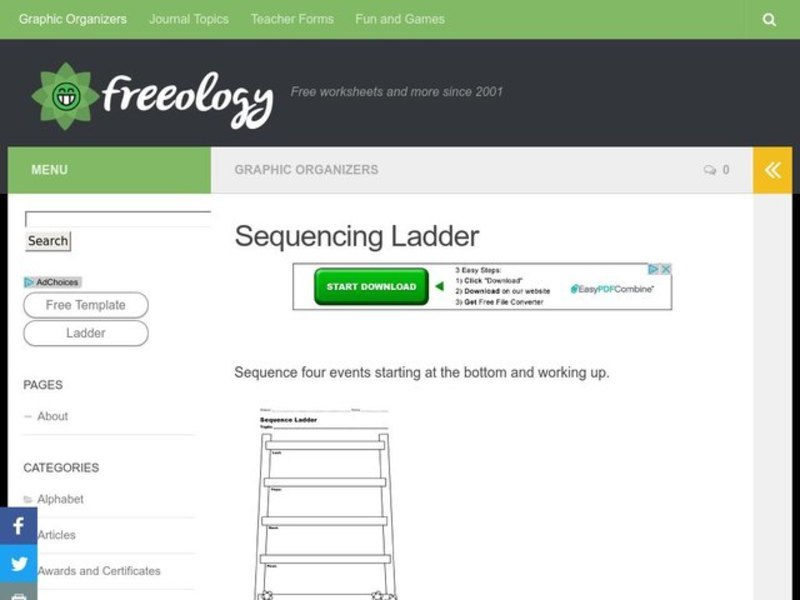 Sequence Ladder Organizer for 4th 5th Grade Lesson