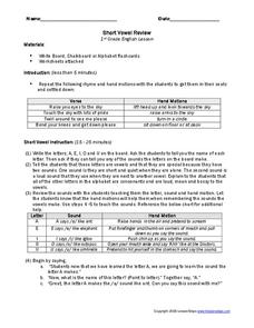 Short Vowel Review Lesson Plan