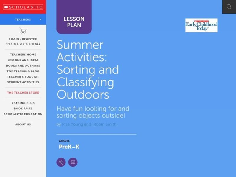Sorting and Classifying Outdoors Lesson Plan for PreK Kindergarten Lesson
