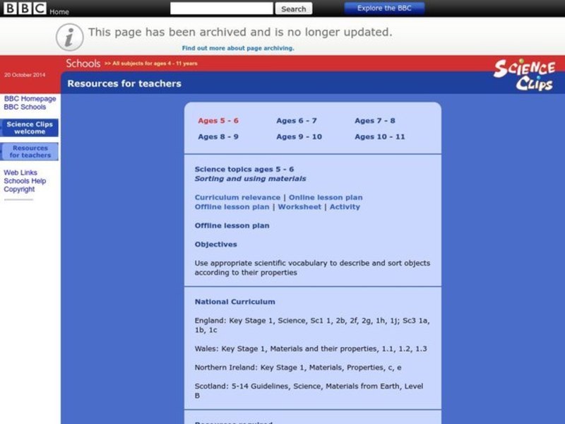 Sorting and Using Materials Lesson Plan for 2nd 3rd Grade Lesson