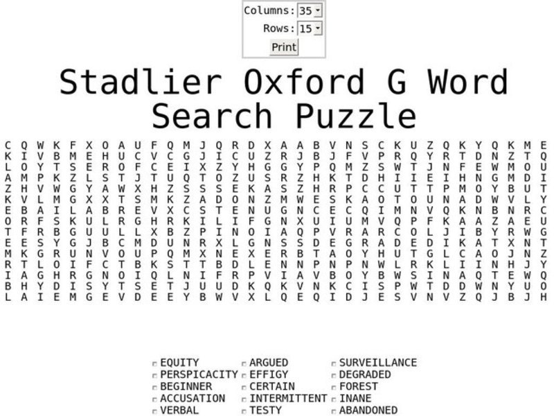 Stadlier Oxford G Word Search Puzzle Worksheet for 9th 11th Grade
