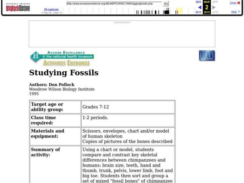 Studying Fossils Lesson Plan for 7th 12th Grade Lesson