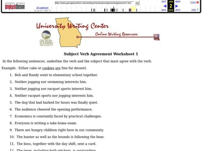 Subject Verb Agreement Worksheet 1 Worksheet for 7th - 9th Grade ...