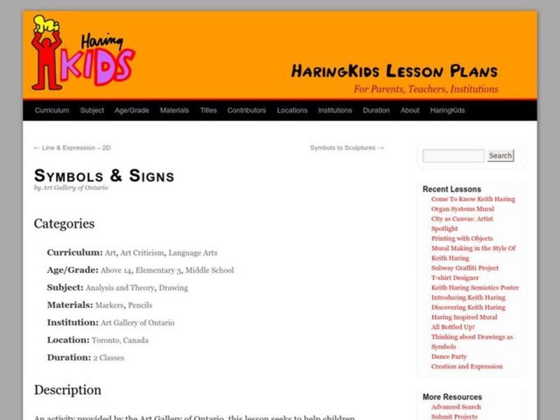 Symbols and Signs Lesson Plan for 4th 12th Grade Lesson