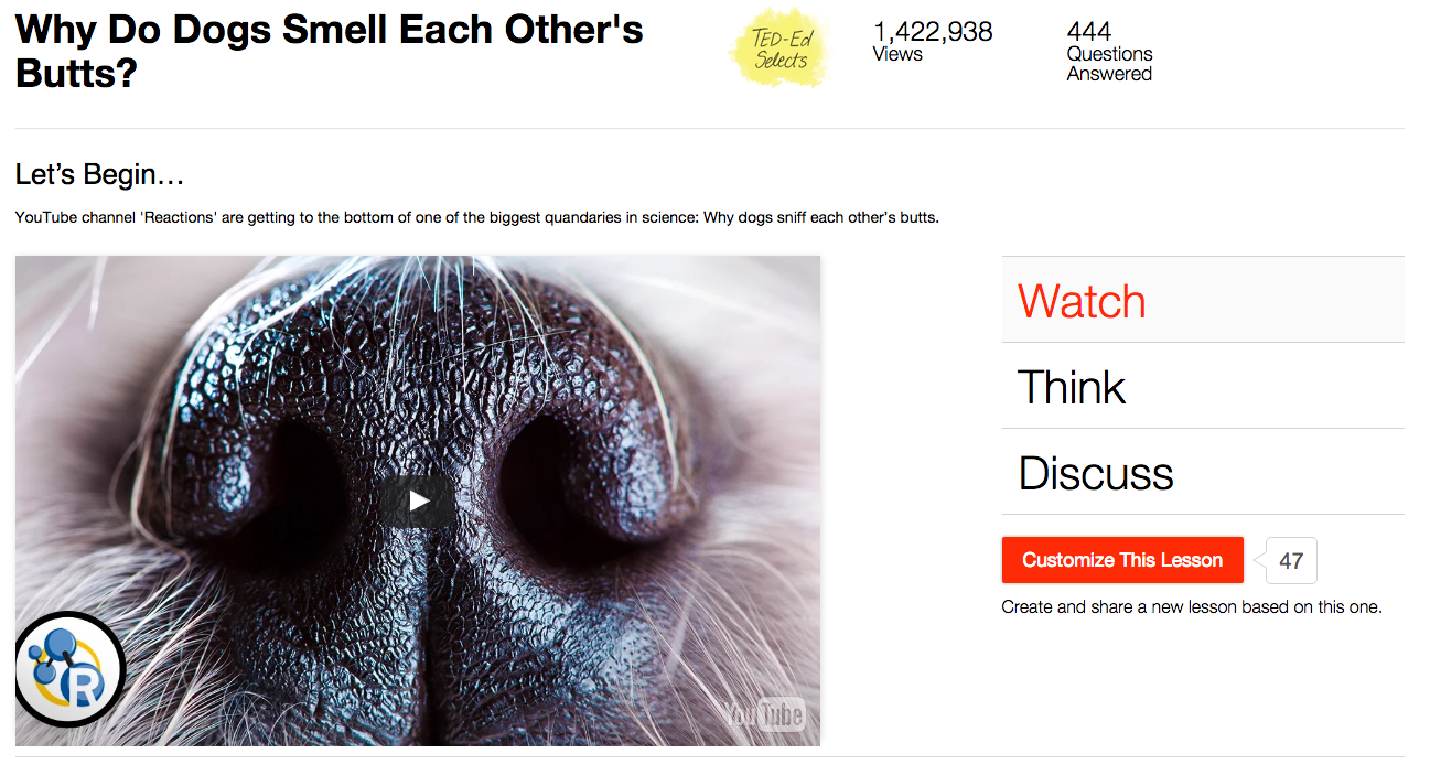 Why Do Dogs Smell Each Other's Butts? Instructional Video for 3rd 8th