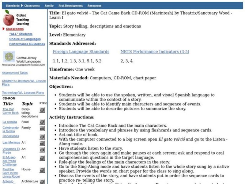 The Cat Came Back Lesson Plan for 1st 5th Grade Lesson