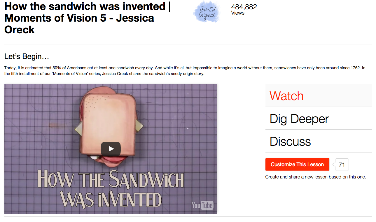 How the Sandwich Was Invented Instructional Video for 3rd 12th Grade
