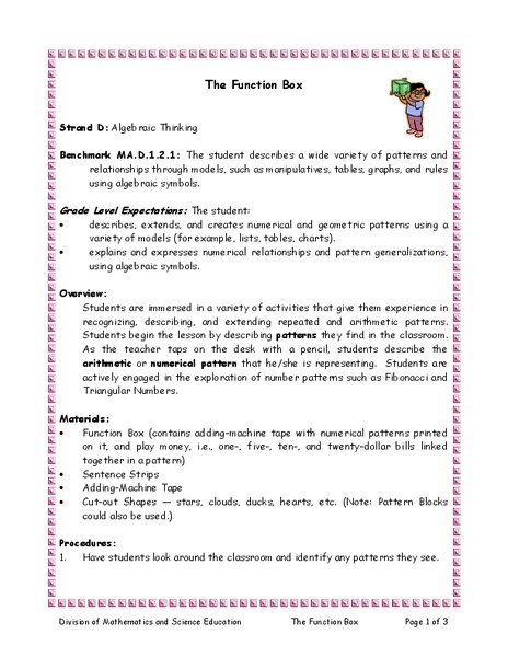 The Function Box Lesson Plan for 3rd - 12th Grade | Lesson Planet