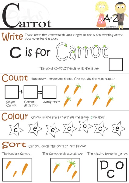 the letter c worksheet for kindergarten 1st grade