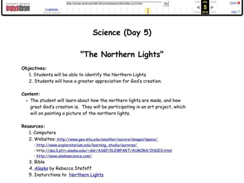 The Northern Lights Lesson Plan for 3rd 5th Grade Lesson