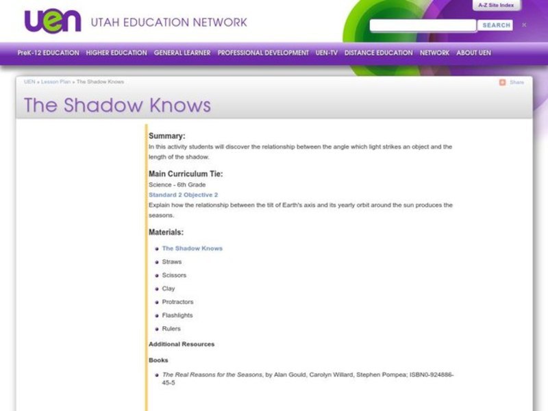 The Shadow Knows Lesson Plan for 6th Grade Lesson