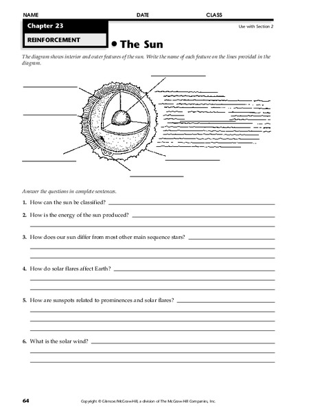 the sun worksheet for 4th 12th grade lesson planet
