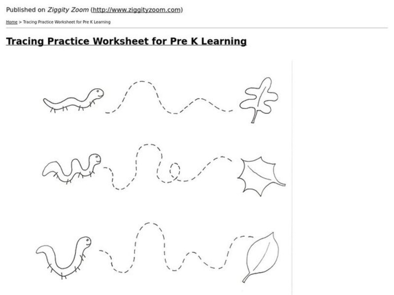 tracing practice worksheet for pre k kindergarten lesson planet