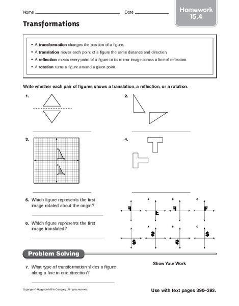 Identifying transformations worksheet answers image