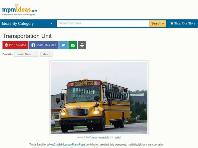 Transportation Unit Lesson Plan for Kindergarten Lesson