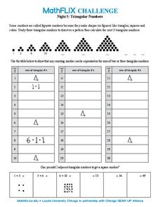 triangular numbers worksheet for 5th 6th grade lesson