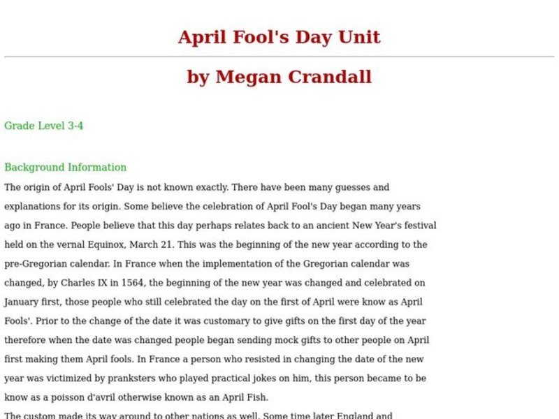 April Fool s Day Lesson Plan For 3rd 4th Grade Lesson Planet april-fool-s-day-lesson-plan-for-3rd-4th-grade-lesson-planet