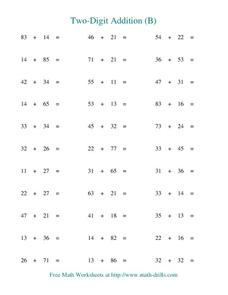Two-Digit Addition (B) Worksheet for 2nd - 4th Grade | Lesson Planet