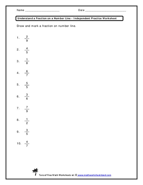 Understand a Fraction on a Number Line Worksheet for 4th - 6th Grade ...