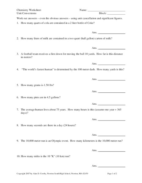 unit conversions worksheet for 10th 12th grade lesson planet