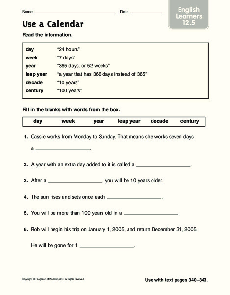 use a calendar worksheet for 2nd 3rd grade lesson planet