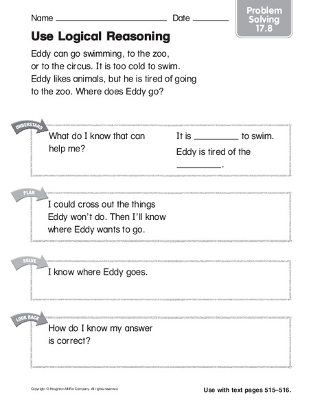 Use Logical Reasoning Worksheet for 1st - 2nd Grade | Lesson Planet