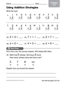 Using Addition Strategies Worksheet