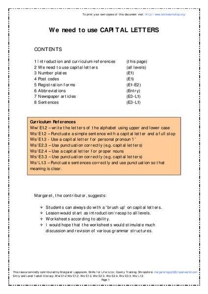 using capital letters worksheet for 4th 5th grade lesson planet using capital letters
