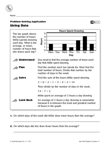 Using Data Worksheet for 4th Grade | Lesson Planet