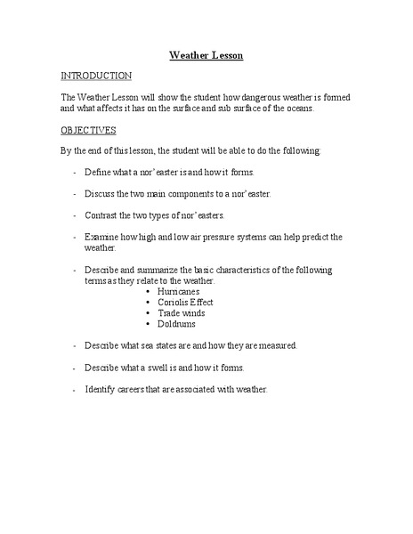 Weather Lesson Lesson Plan for 9th - 12th Grade | Lesson Planet