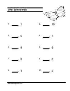 what comes first worksheet for pre k 1st grade lesson