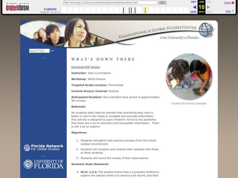 What's Down There Lesson Plan for 3rd Grade Lesson