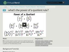 What's the Power of a Quotient Rule? Instructional Video for 8th - 11th ...