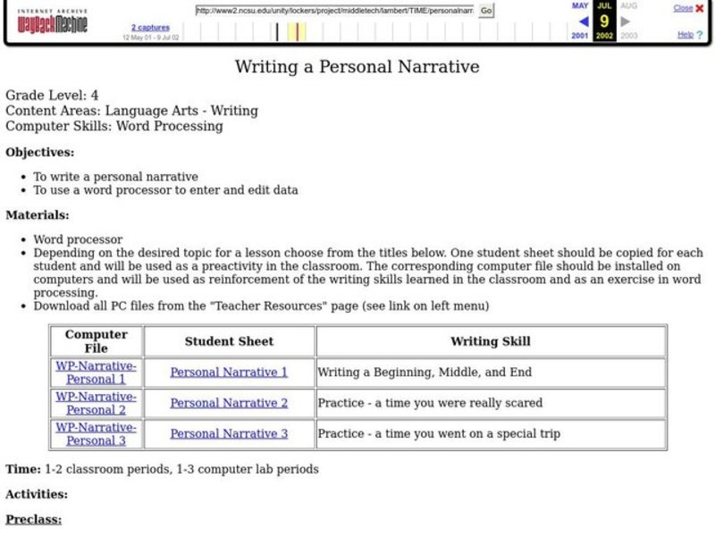 Writing A Personal Narrative Lesson Plan For 3rd 5th Grade Lesson Writing A Personal Narrative Lesson Plan For 3rd 5th Grade Lesson