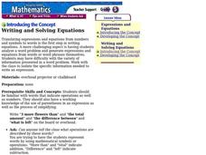 Writing and Solving Equations Lesson Plan