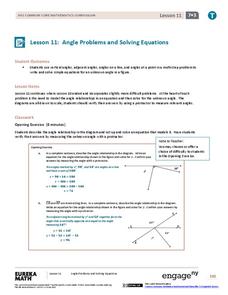 Angle Problems and Solving Equations II Lesson Plan