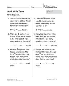 Add with Zero Worksheet for 1st - 2nd Grade | Lesson Planet