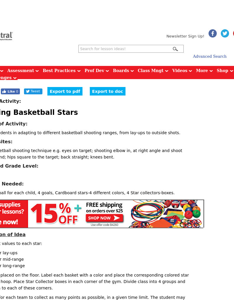 Shooting Basketball Stars Lesson Plan for 6th - 8th Grade | Lesson Planet
