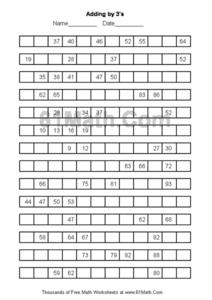Adding by 3's Worksheet